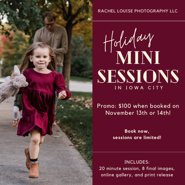 Iowa City Photographer | Iowa City Family Photography | Holiday Mini Sessions | Rachel Louise Photography LLC